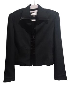 Vintage Katherine Bishop Black Zip-Up Blazer